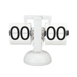 Flip Clock Large Number Battery Powered 304 Stainless Steel Tabletop Retro Flip Clock for Home Office 24 Hours All White
