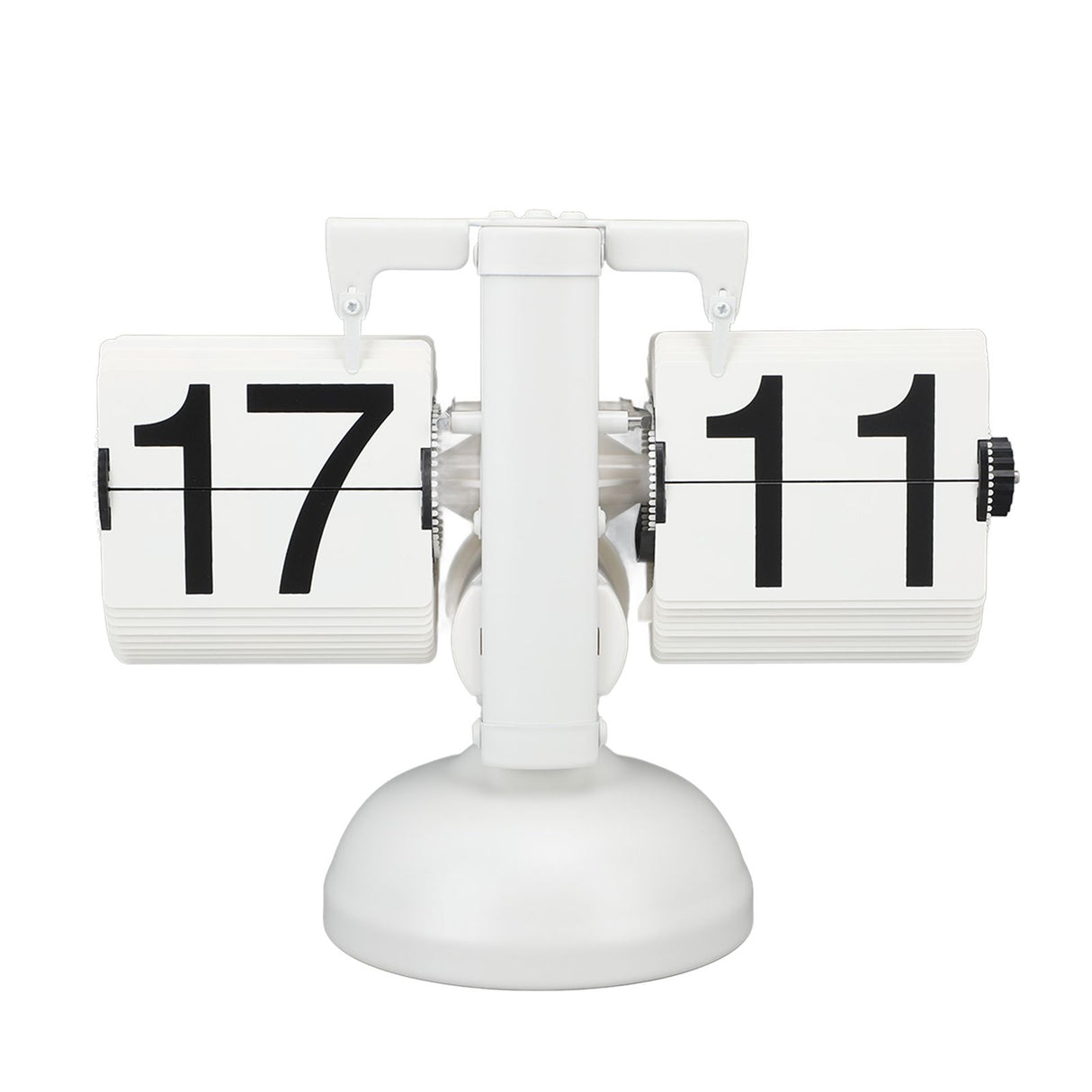 Flip Clock Large Number Battery Powered 304 Stainless Steel Tabletop Retro Flip Clock for Home Office 24 Hours All White