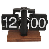 Digital Flip Down Clock Retro Automatic Turning Battery Operated Mechanical Clock for Home Room Office Decoration Black