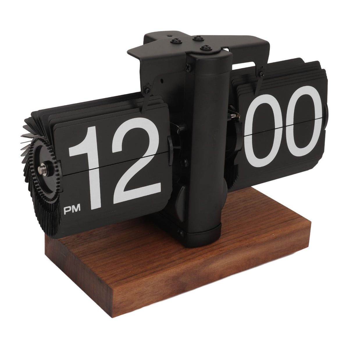 Digital Flip Down Clock Retro Automatic Turning Battery Operated Mechanical Clock for Home Room Office Decoration Black