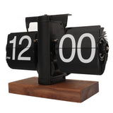 Digital Flip Down Clock Retro Automatic Turning Battery Operated Mechanical Clock for Home Room Office Decoration Black - Top-Down View