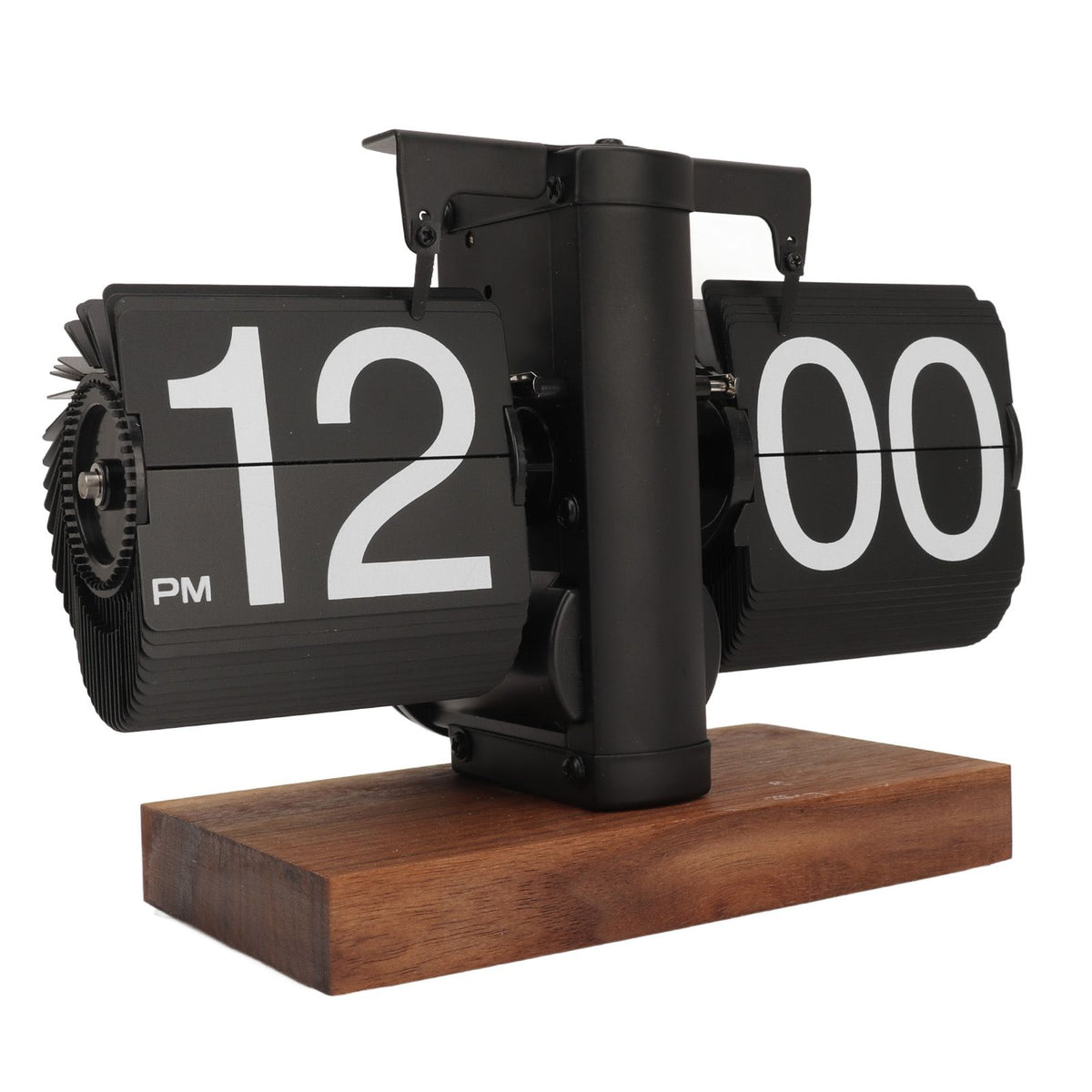 Digital Flip Down Clock Retro Automatic Turning Battery Operated Mechanical Clock for Home Room Office Decoration Black