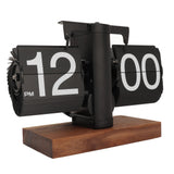 Digital Flip Down Clock Retro Automatic Turning Battery Operated Mechanical Clock for Home Room Office Decoration Black