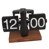 Digital Flip Down Clock Retro Automatic Turning Battery Operated Mechanical Clock for Home Room Office Decoration Black