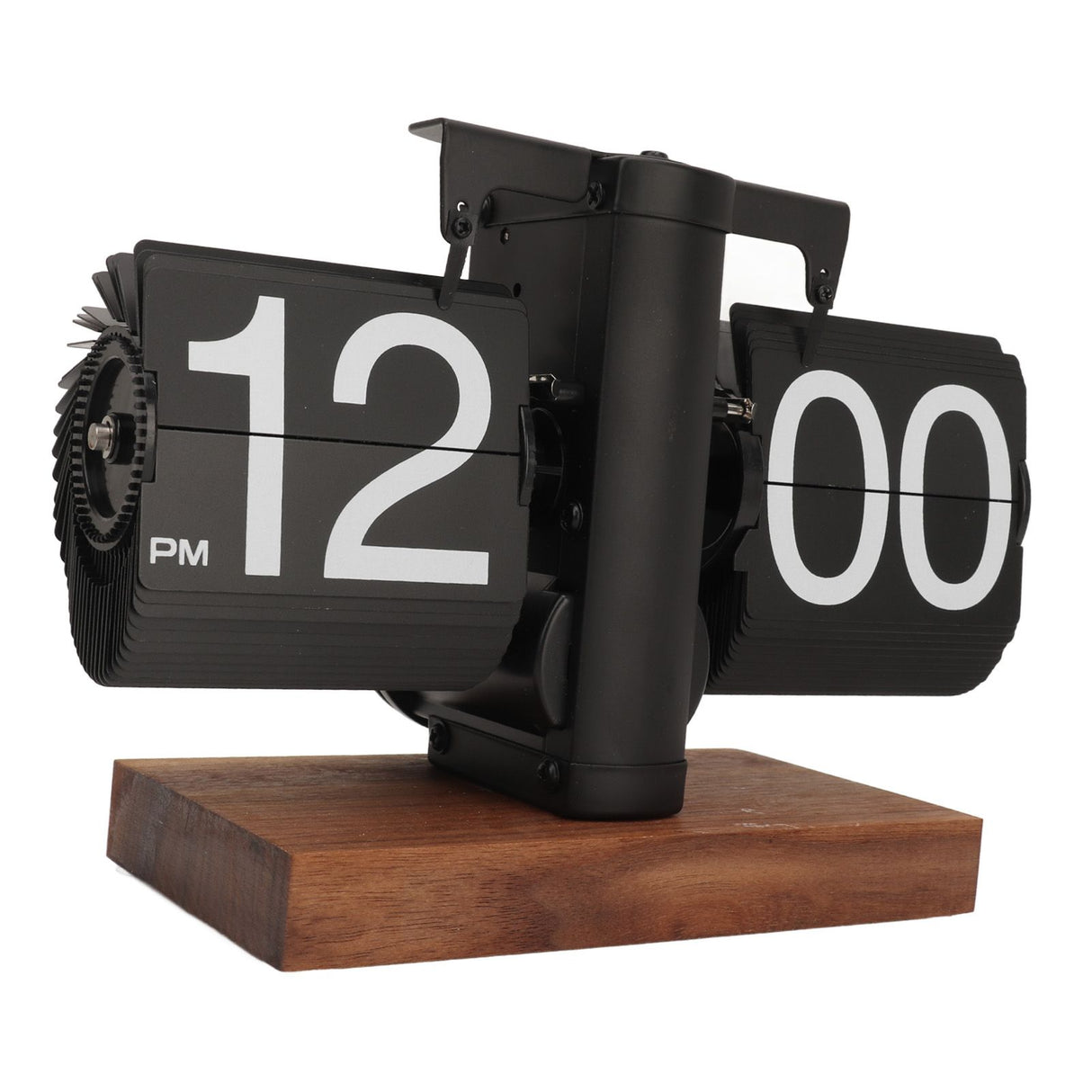Digital Flip Down Clock Retro Automatic Turning Battery Operated Mechanical Clock for Home Room Office Decoration Black