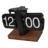 Digital Flip Down Clock Retro Automatic Turning Battery Operated Mechanical Clock for Home Room Office Decoration Black
