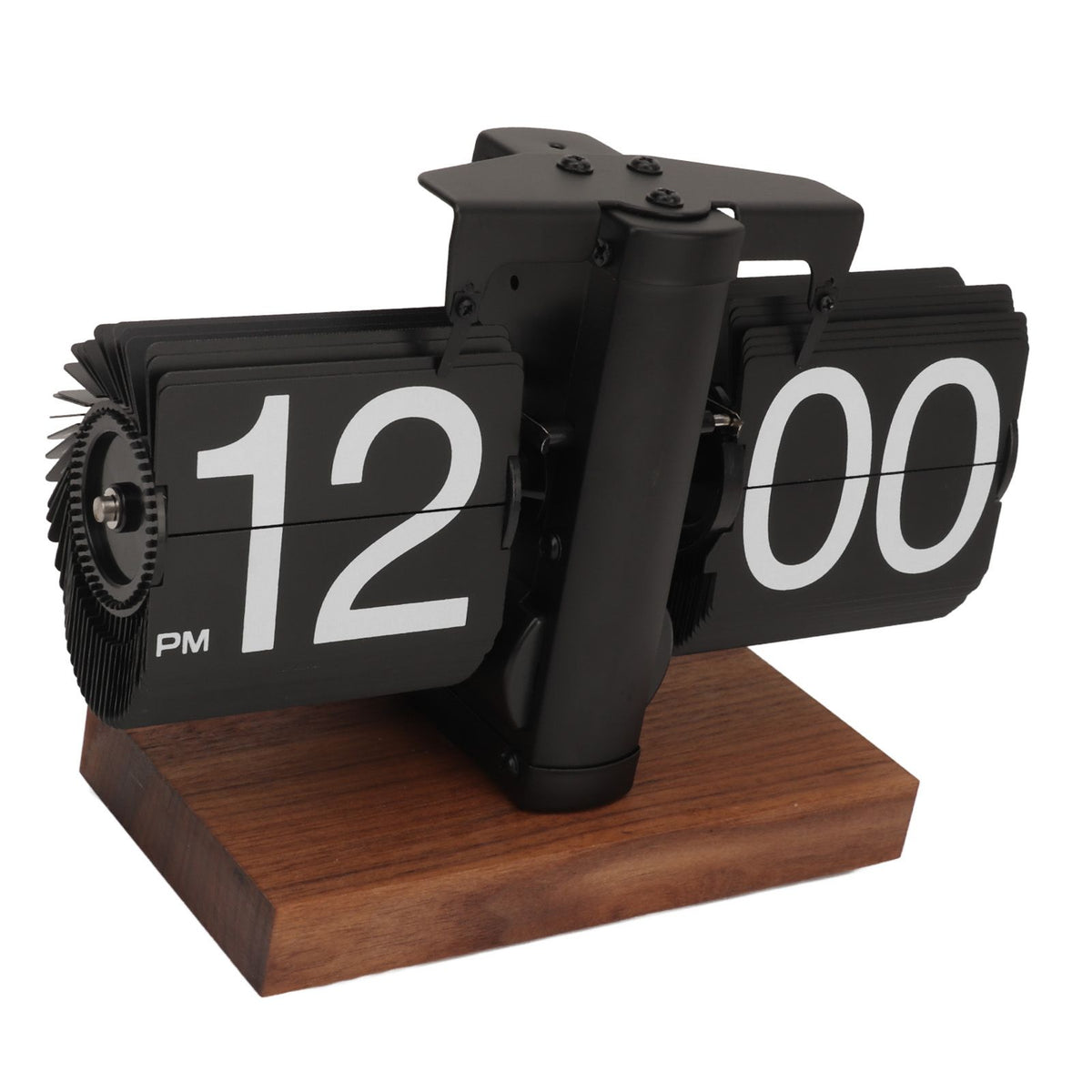 Digital Flip Down Clock Retro Automatic Turning Battery Operated Mechanical Clock for Home Room Office Decoration Black