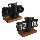 Digital Flip Down Clock Retro Automatic Turning Battery Operated Mechanical Clock for Home Room Office Decoration Black
