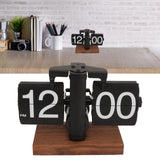 Digital Flip Down Clock Retro Automatic Turning Battery Operated Mechanical Clock for Home Room Office Decoration Black