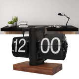 Digital Flip Down Clock Retro Automatic Turning Battery Operated Mechanical Clock for Home Room Office Decoration Black - Extra Image