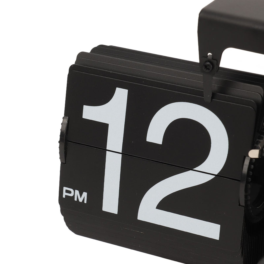 Digital Flip Down Clock Retro Automatic Turning Battery Operated Mechanical Clock for Home Room Office Decoration Black