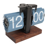 Digital Flip Down Clock Retro Automatic Turning Battery Operated Mechanical Clock for Home Room Office Decoration Blue - Side View