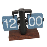 Digital Flip Down Clock Retro Automatic Turning Battery Operated Mechanical Clock for Home Room Office Decoration Blue - Low Angle