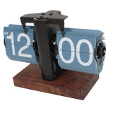 Digital Flip Down Clock Retro Automatic Turning Battery Operated Mechanical Clock for Home Room Office Decoration Blue - Extra Image