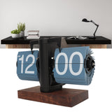 Digital Flip Down Clock Retro Automatic Turning Battery Operated Mechanical Clock for Home Room Office Decoration Blue - Extra Image