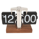 Digital Flip Down Clock Retro Automatic Turning Battery Operated Mechanical Clock for Home Room Office Decoration Stainless Steel Black