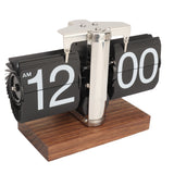 Digital Flip Down Clock Retro Automatic Turning Battery Operated Mechanical Clock for Home Room Office Decoration Stainless Steel Black