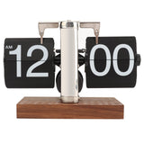 Digital Flip Down Clock Retro Automatic Turning Battery Operated Mechanical Clock for Home Room Office Decoration Stainless Steel Black - 45-Degree Angle