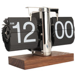 Digital Flip Down Clock Retro Automatic Turning Battery Operated Mechanical Clock for Home Room Office Decoration Stainless Steel Black