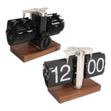 Digital Flip Down Clock Retro Automatic Turning Battery Operated Mechanical Clock for Home Room Office Decoration Stainless Steel Black - Low Angle