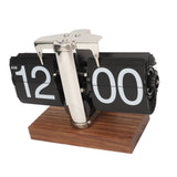 Digital Flip Down Clock Retro Automatic Turning Battery Operated Mechanical Clock for Home Room Office Decoration Stainless Steel Black - Extra Image
