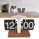Digital Flip Down Clock Retro Automatic Turning Battery Operated Mechanical Clock for Home Room Office Decoration Stainless Steel Black - Extra Image