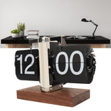Digital Flip Down Clock Retro Automatic Turning Battery Operated Mechanical Clock for Home Room Office Decoration Stainless Steel Black - Extra Image