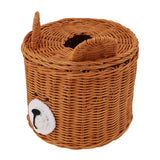 Tissue Box Cover Rattan Cute Bear Brown with Lid Easy Access Round Easy Maintenance Versatile Holder Dispenser for Photo Props