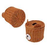 Tissue Box Cover Rattan Cute Bear Brown with Lid Easy Access Round Easy Maintenance Versatile Holder Dispenser for Photo Props