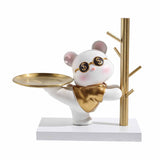 Entryway Key Storage Ornament Cartoon Cute Entryway Key Holder Ornament with Tray for Home Bedroom Alluring Bear 31.5x15x27cm