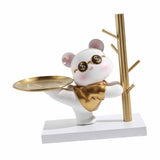 Entryway Key Storage Ornament Cartoon Cute Entryway Key Holder Ornament with Tray for Home Bedroom Alluring Bear 31.5x15x27cm