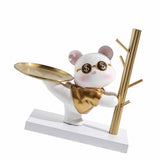 Entryway Key Storage Ornament Cartoon Cute Entryway Key Holder Ornament with Tray for Home Bedroom Alluring Bear 31.5x15x27cm