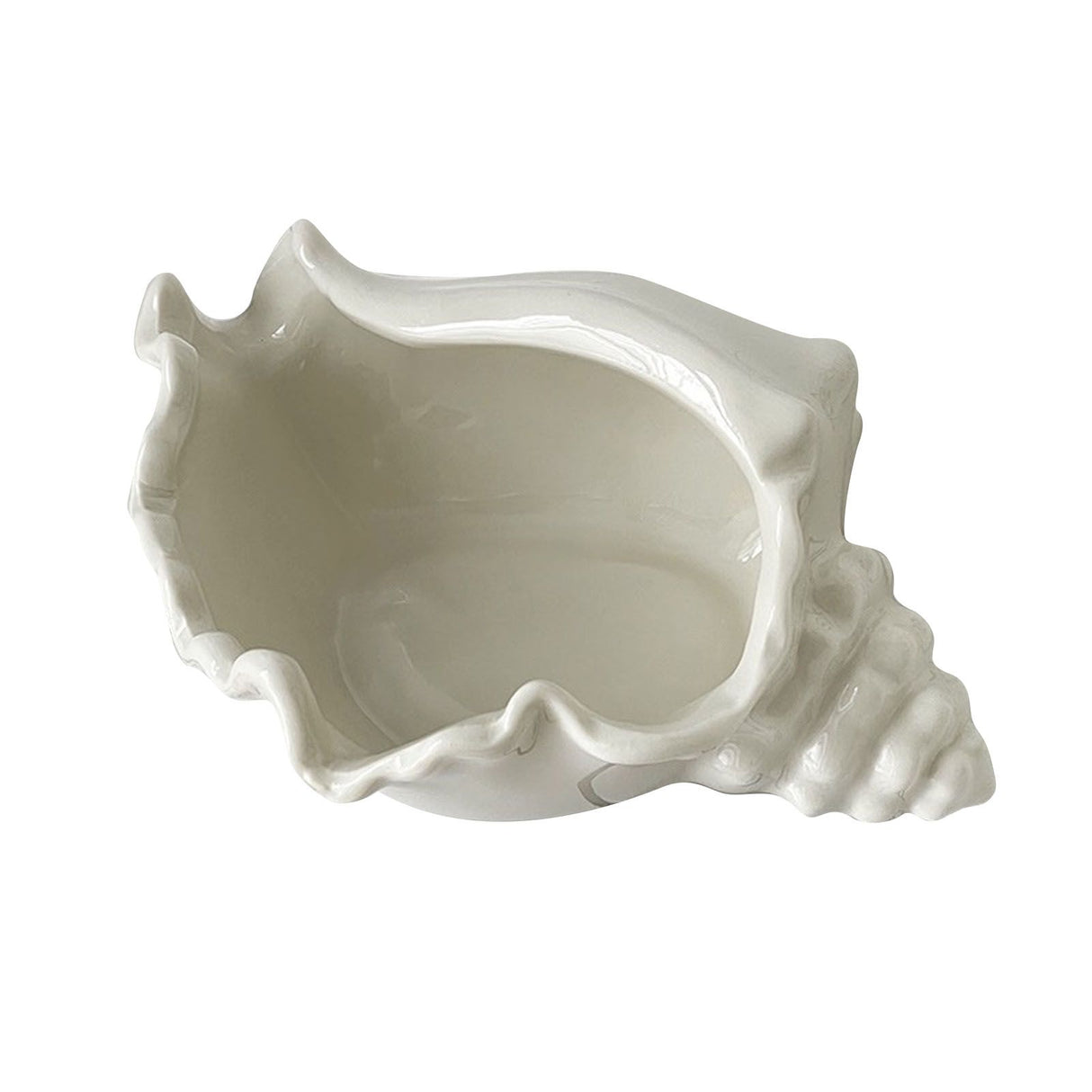 White Ceramic Conch Shell Conch Shape Ceramic Jewelry Tray Ocean Style Earrings Necklace Storage Dish Decorative Key Bowl