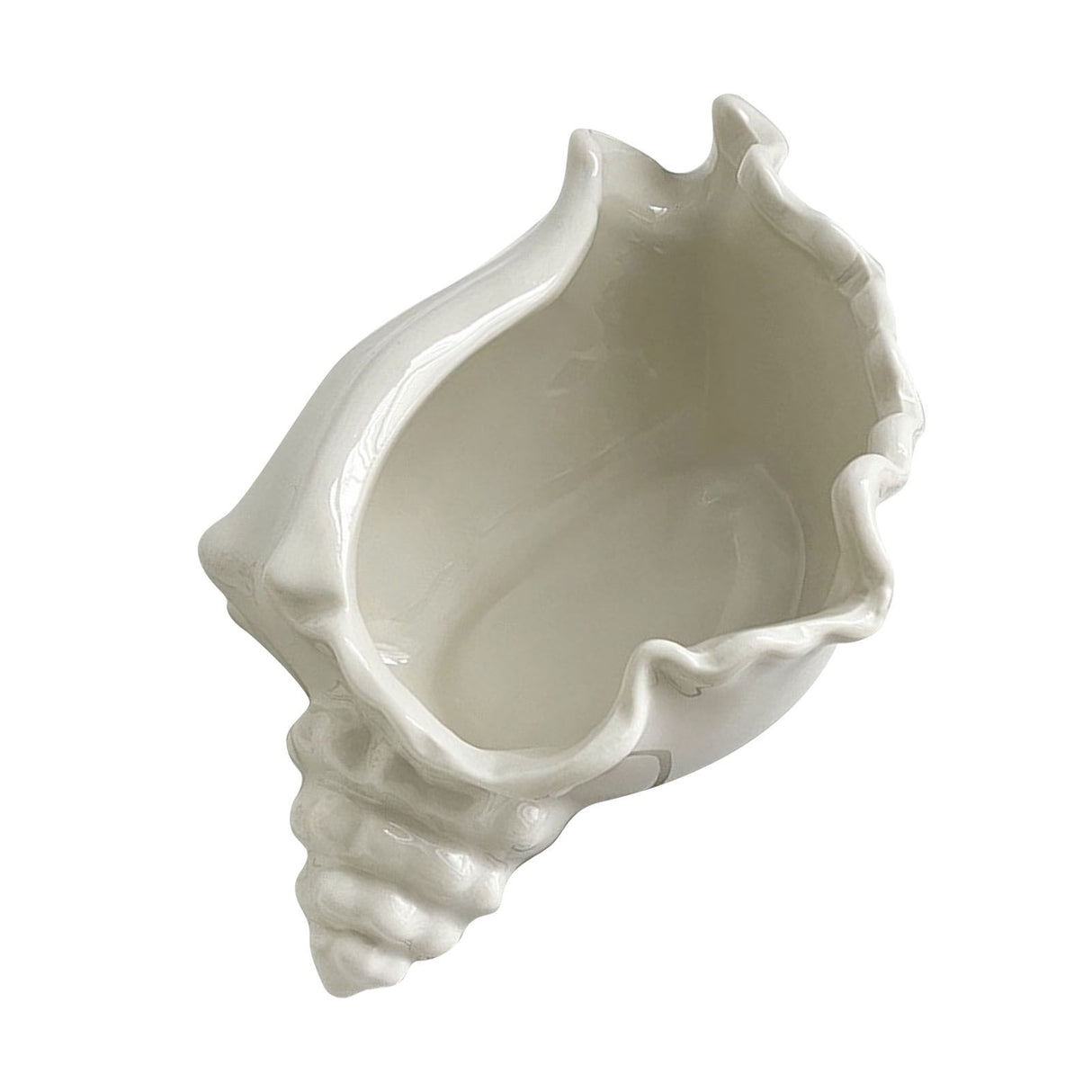 White Ceramic Conch Shell Conch Shape Ceramic Jewelry Tray Ocean Style Earrings Necklace Storage Dish Decorative Key Bowl