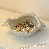 White Ceramic Conch Shell Conch Shape Ceramic Jewelry Tray Ocean Style Earrings Necklace Storage Dish Decorative Key Bowl - Extra Image