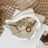 White Ceramic Conch Shell Conch Shape Ceramic Jewelry Tray Ocean Style Earrings Necklace Storage Dish Decorative Key Bowl