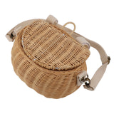 Kids Bike Basket Simple Lid Design Adjustable Strap Light Sturdy Kids Rattan Basket for Cycling School Travel - Top-Down View