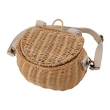 Kids Bike Basket Simple Lid Design Adjustable Strap Light Sturdy Kids Rattan Basket for Cycling School Travel - Rear View
