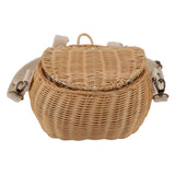 Kids Bike Basket Simple Lid Design Adjustable Strap Light Sturdy Kids Rattan Basket for Cycling School Travel - Close-Up Angle