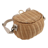 Kids Bike Basket Simple Lid Design Adjustable Strap Light Sturdy Kids Rattan Basket for Cycling School Travel - Extra Image