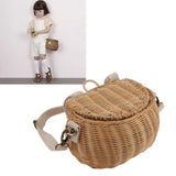 Kids Bike Basket Simple Lid Design Adjustable Strap Light Sturdy Kids Rattan Basket for Cycling School Travel - Extra Image