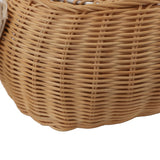 Kids Bike Basket Simple Lid Design Adjustable Strap Light Sturdy Kids Rattan Basket for Cycling School Travel - Extra Image