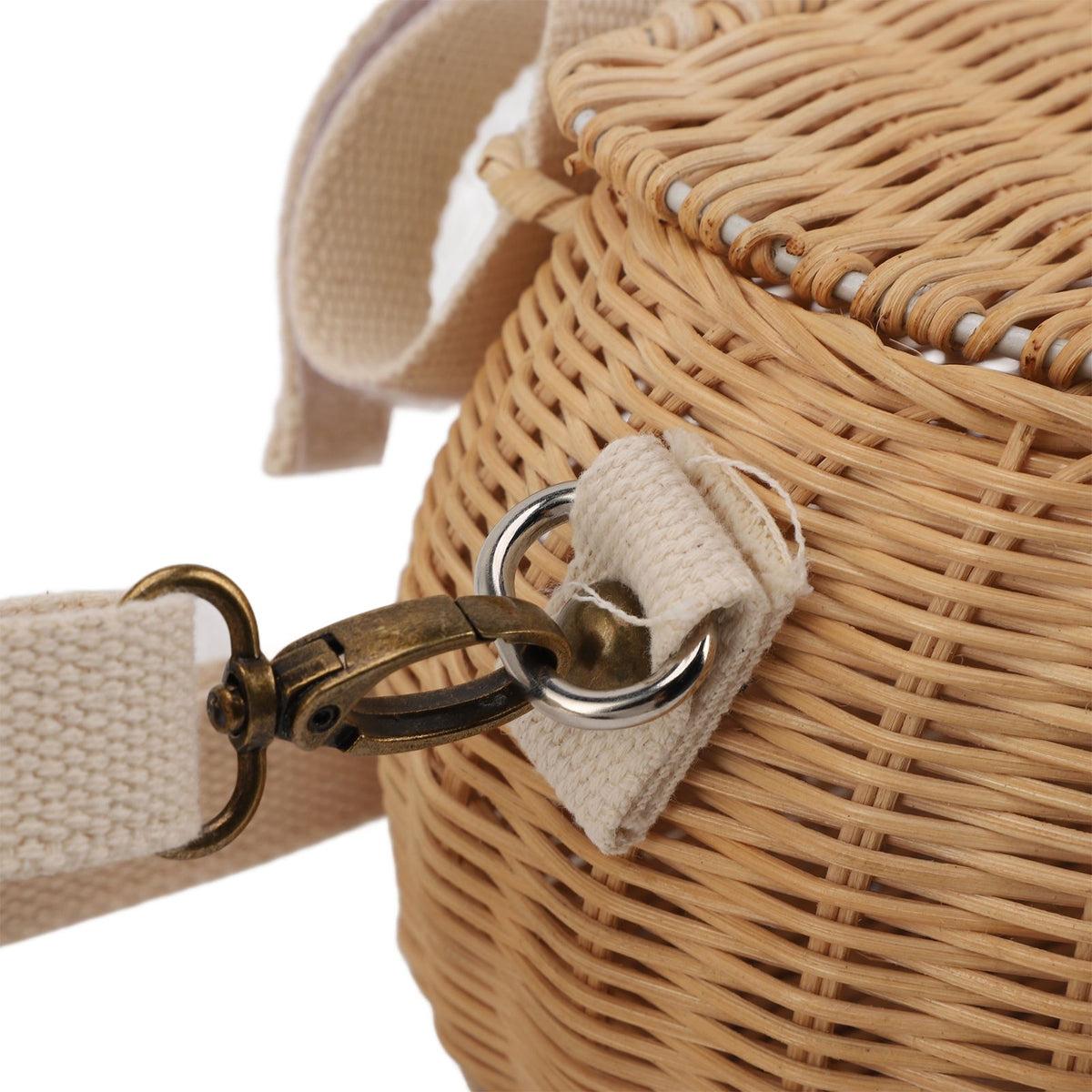 Kids Bike Basket Simple Lid Design Adjustable Strap Light Sturdy Kids Rattan Basket for Cycling School Travel