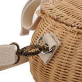 Kids Bike Basket Simple Lid Design Adjustable Strap Light Sturdy Kids Rattan Basket for Cycling School Travel