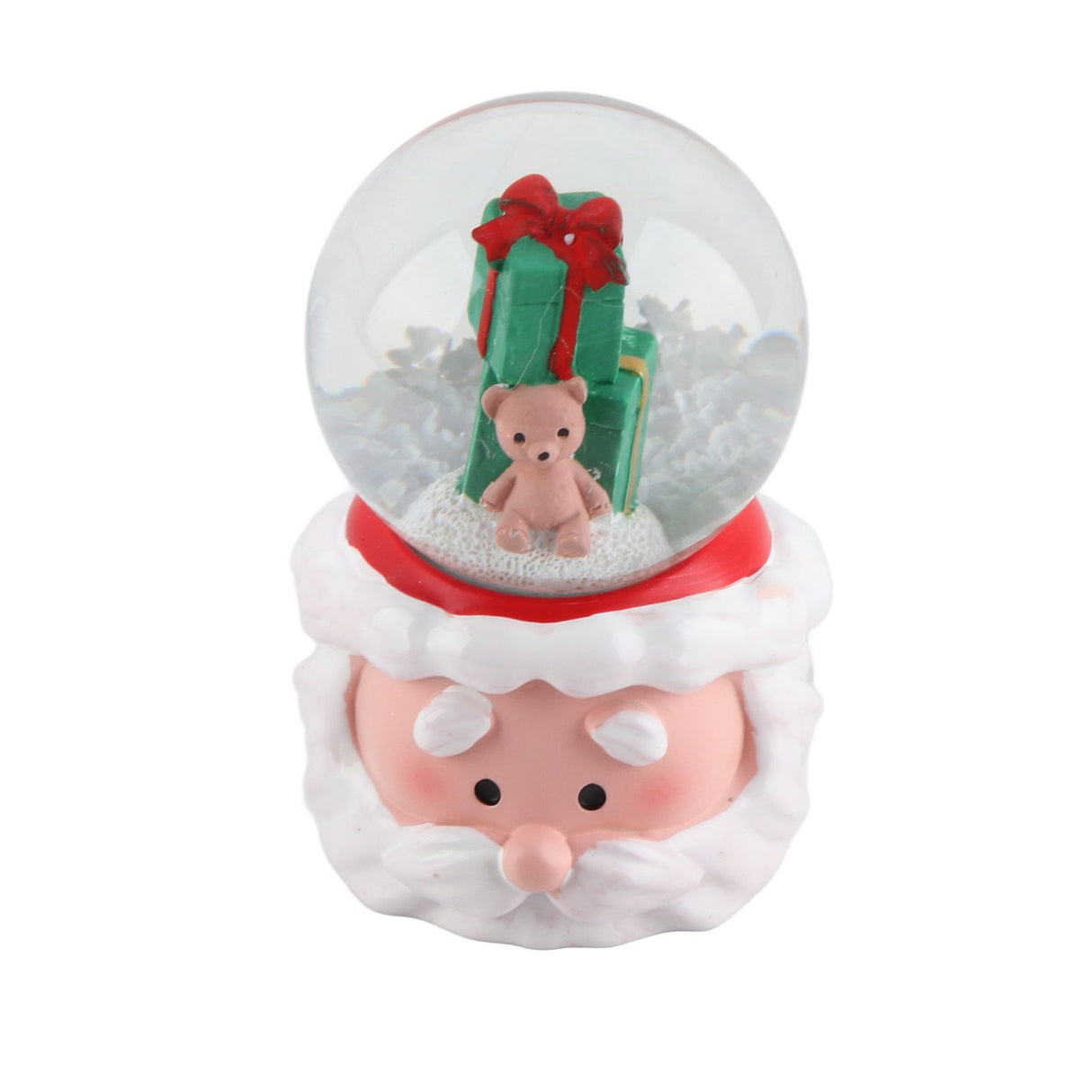 Lighted Christmas Crystal Ball Resin Cute Battery Powered Desktop Christmas Globe Decor Ornament for Home Party Gifts Present