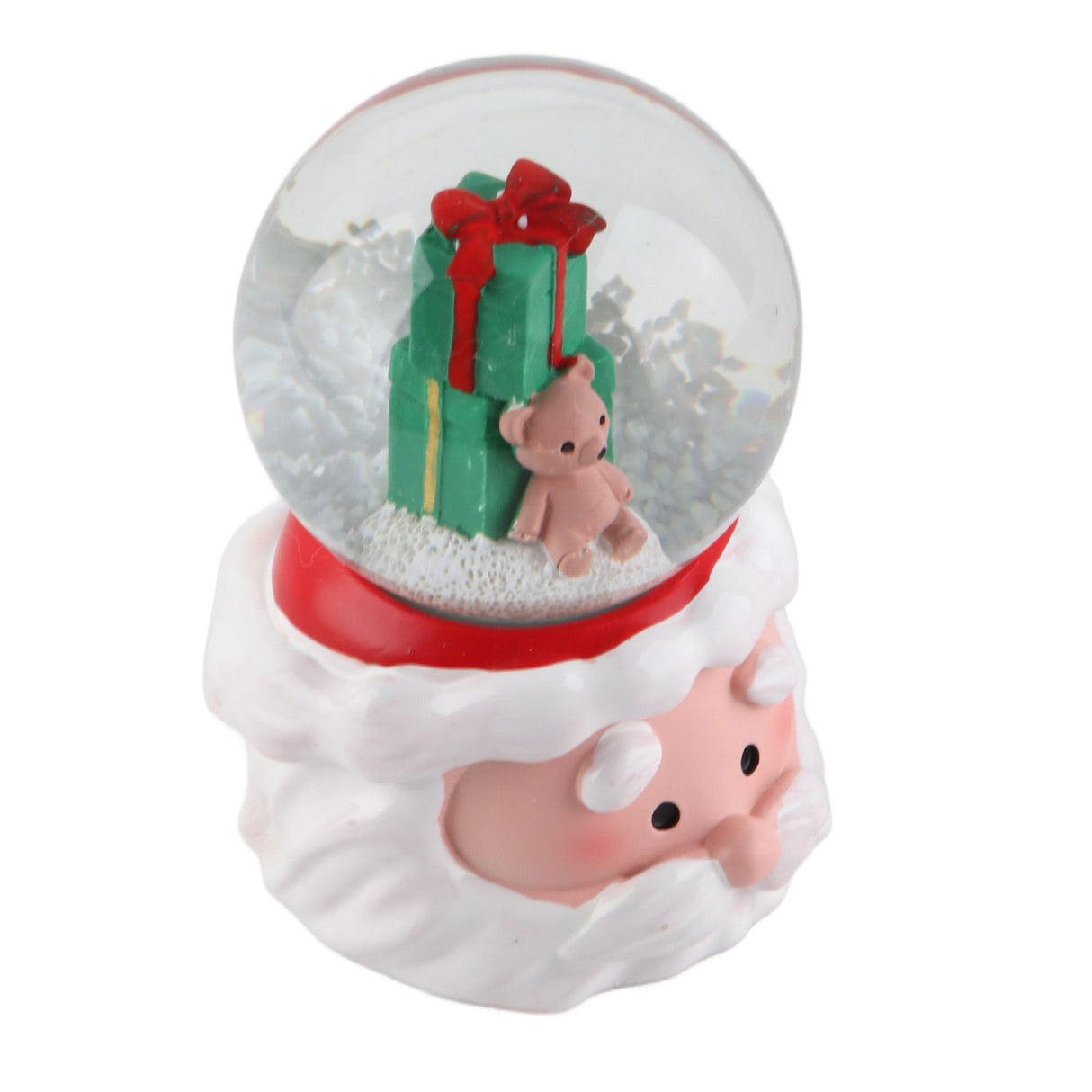 Lighted Christmas Crystal Ball Resin Cute Battery Powered Desktop Christmas Globe Decor Ornament for Home Party Gifts Present