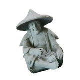 Fisherman Ornament Resin Unique Light Gray Old Man Fishing Statues for Rock Garden Ecological Fish Tank Micro Landscape - Top-Down View