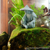 Fisherman Ornament Resin Unique Light Gray Old Man Fishing Statues for Rock Garden Ecological Fish Tank Micro Landscape - Extra Image