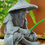 Fisherman Ornament Resin Unique Light Gray Old Man Fishing Statues for Rock Garden Ecological Fish Tank Micro Landscape