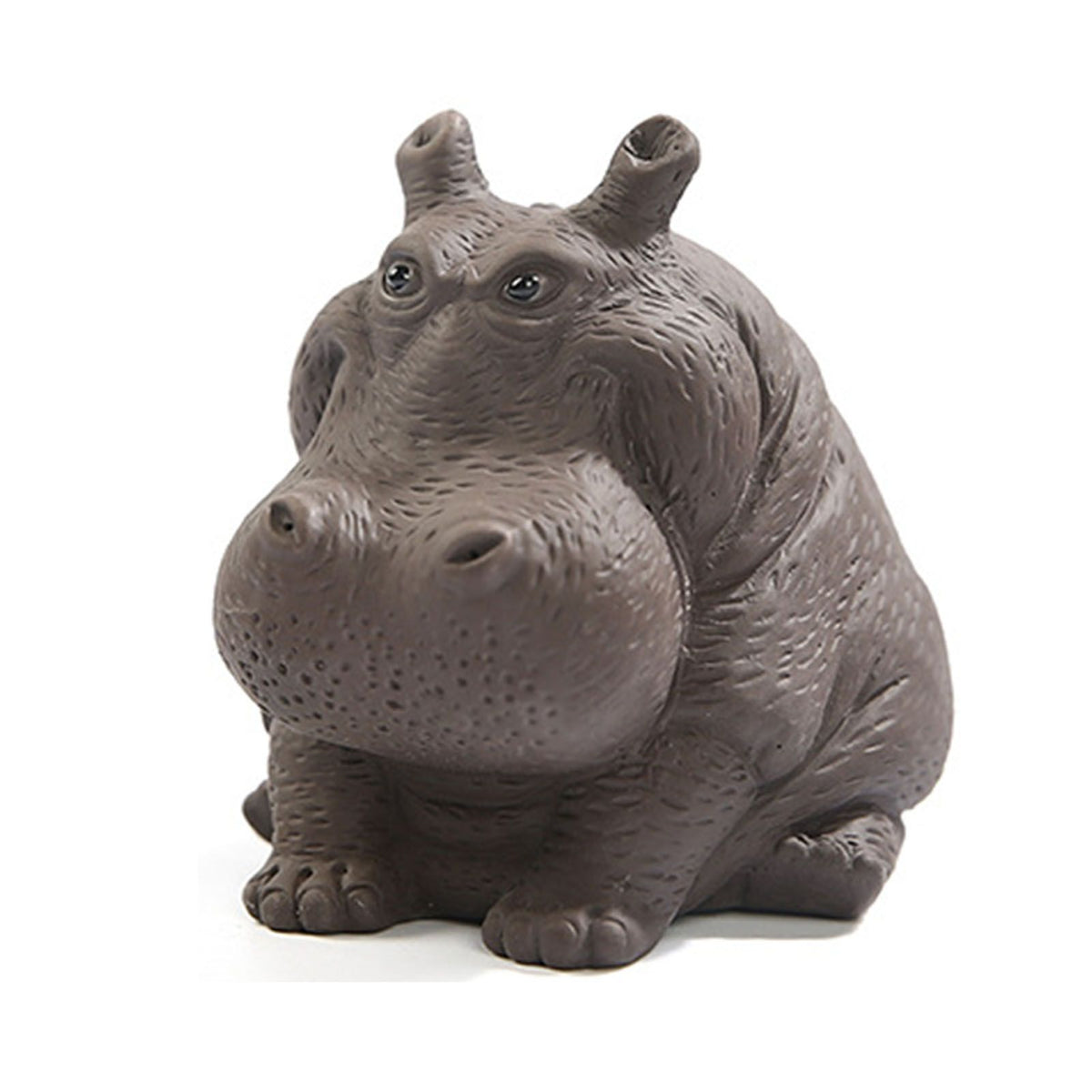 Hippo Figurine Purple Clay Ceramic Tea Pet Sculpture Hippo Statue Desktop Ornament for Tea Set Accessories Home Tea Tray Decor